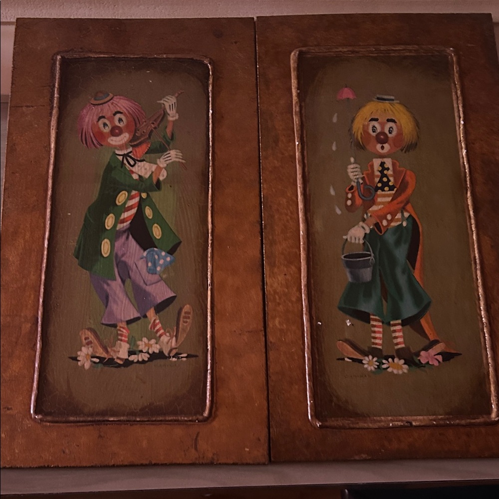 Vintage Clown Art Panels